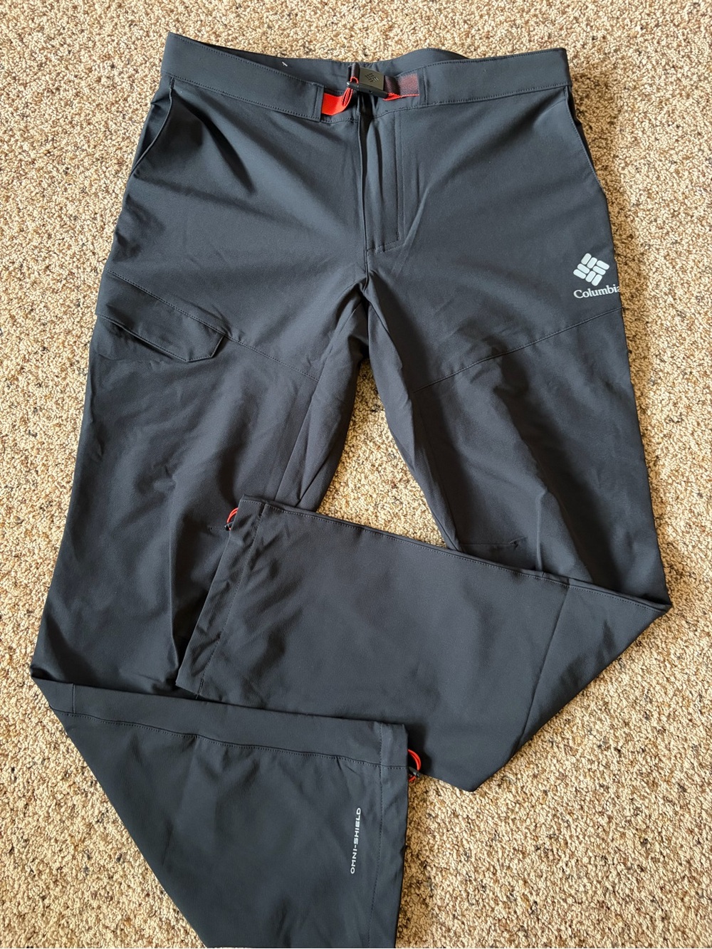 Columbia Men's Black Cargo Outdoor Pants with Red Accents